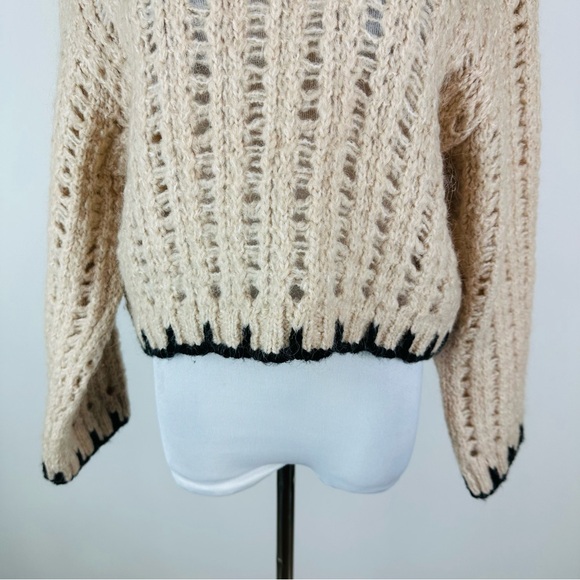 MANGO Contrast Trim Wool Blend Sweater Size Small - Picture 5 of 9